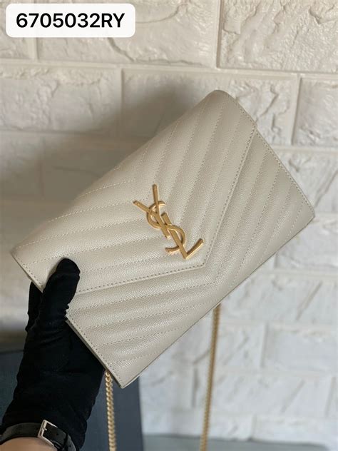 ysl envelope chain wallet white